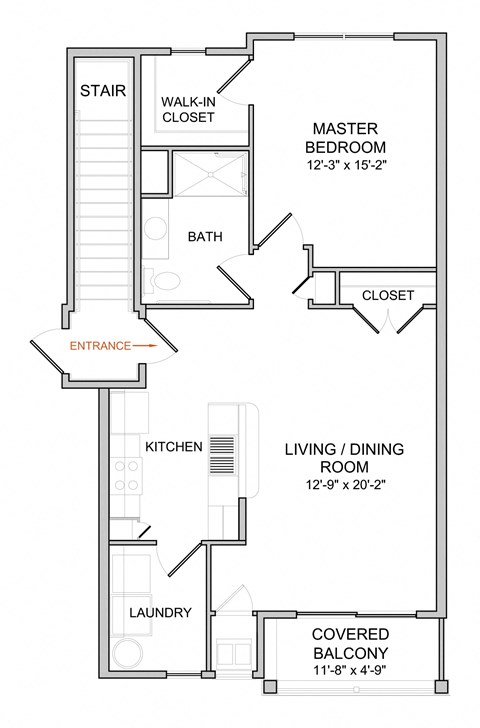 1 Bed 1Bath 2nd Floor
